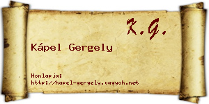 Kápel Gergely névjegykártya