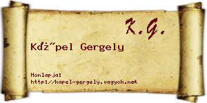 Kápel Gergely névjegykártya